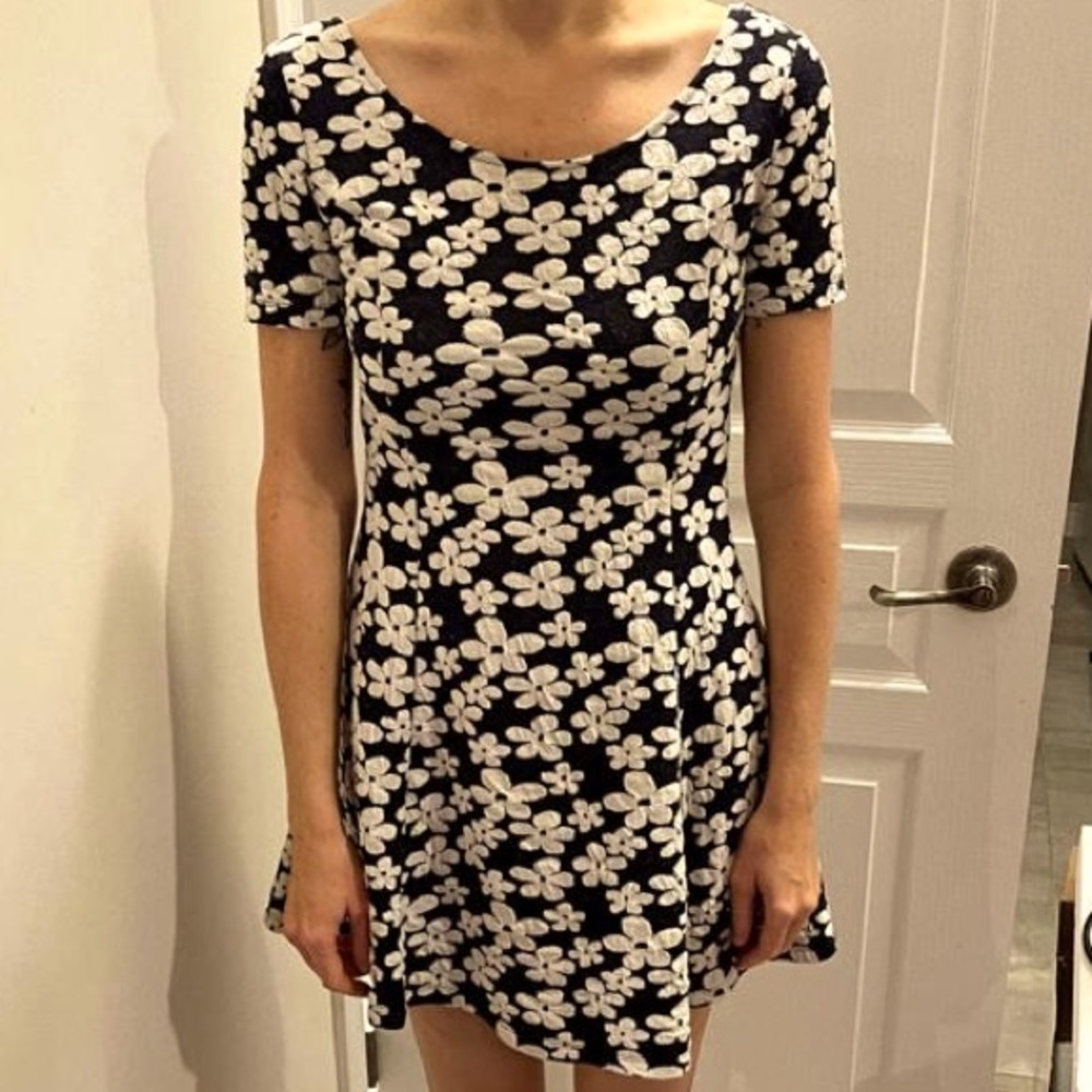 H&M Dark Blue & White Flower Dress
